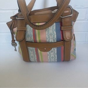 Fossil canvas and leather bag